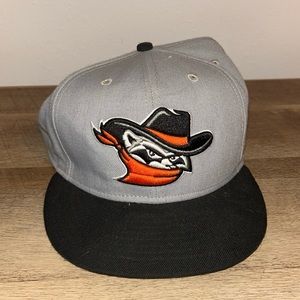 Quad City River Bandits Custom 5950 Hat Cap Grey Black Orange 7 5/8 Fitted